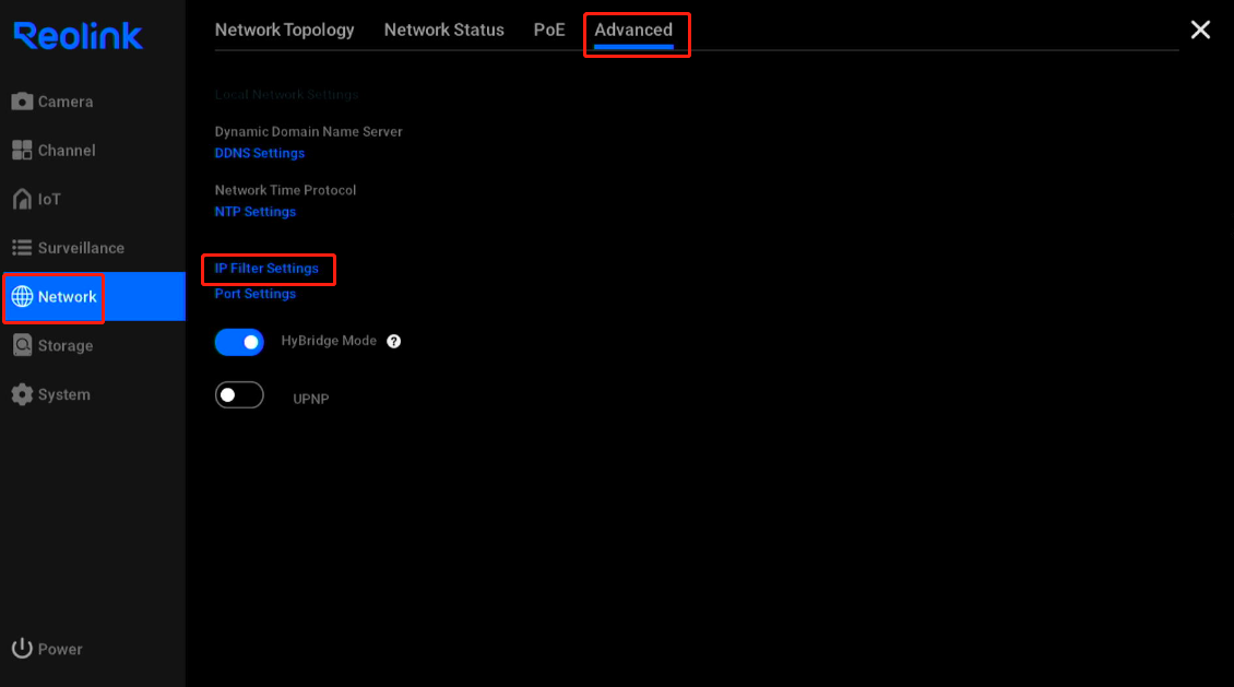 IP Filter Settings