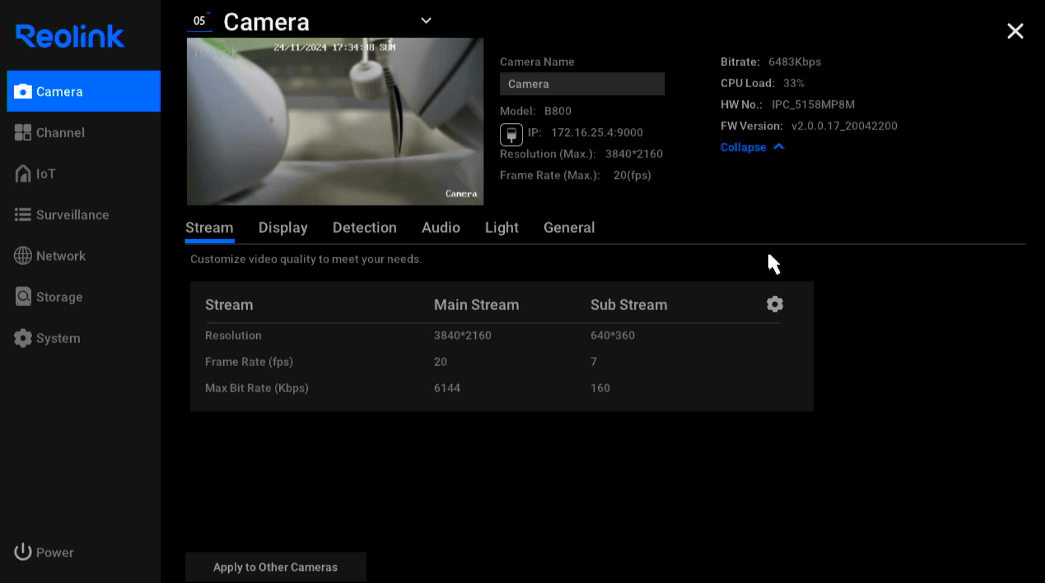 Camera info