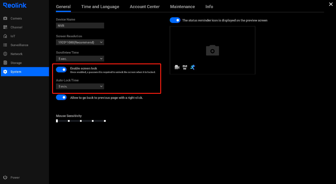 enable screen lock