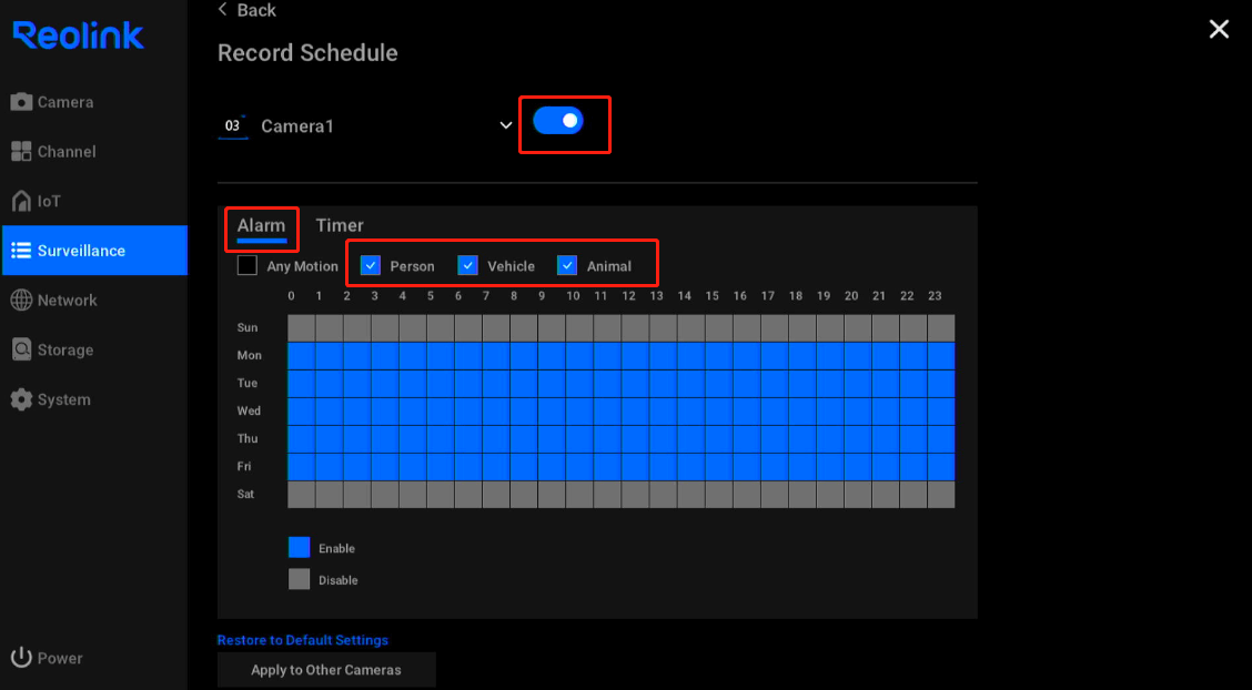 record schedule