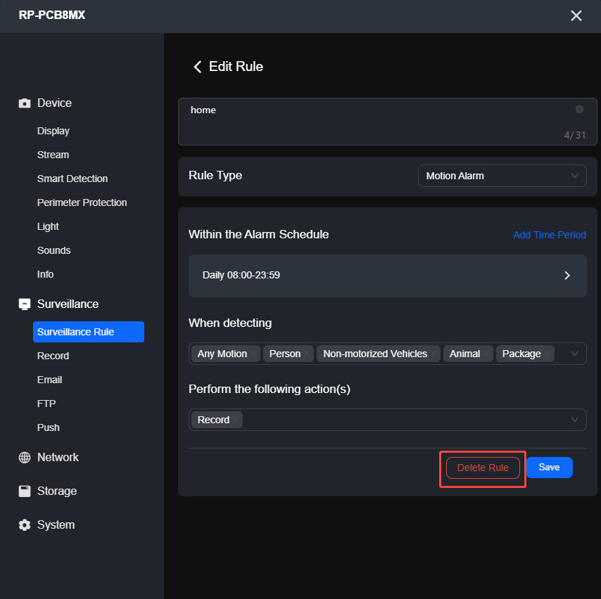 delete rule client