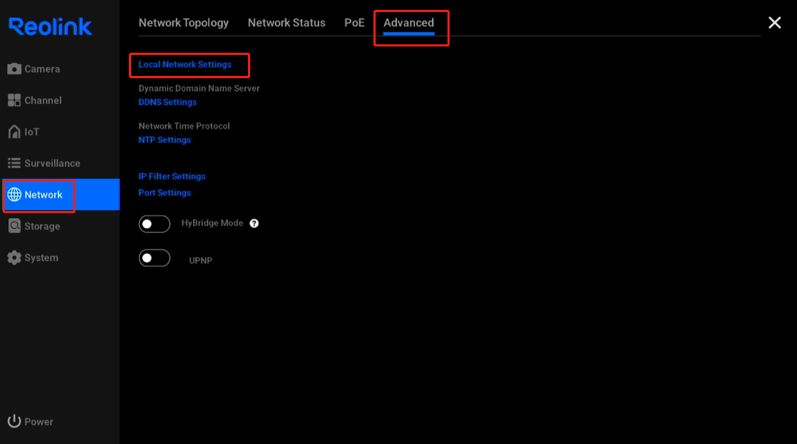 local network settings