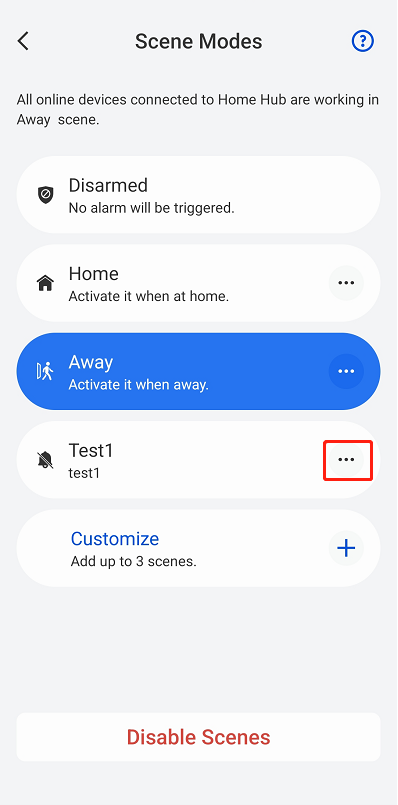 settings to delete scene