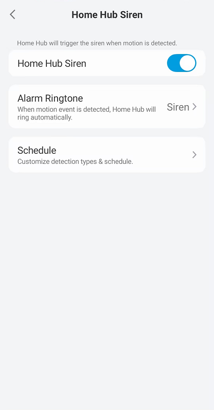 home hub siren settings