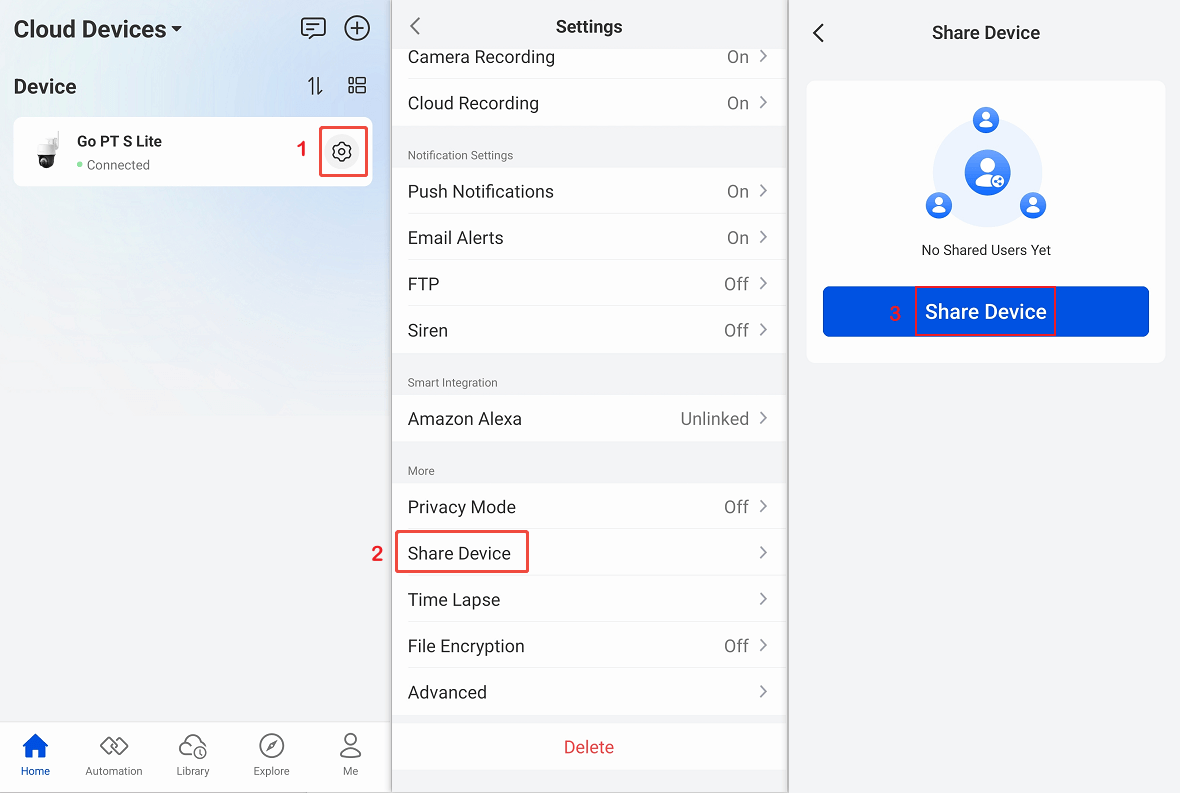 share device settings