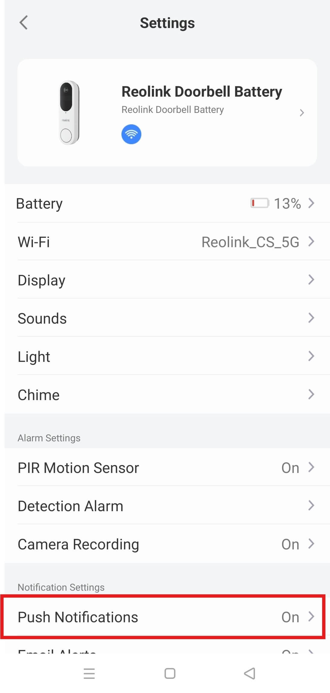 battery notification