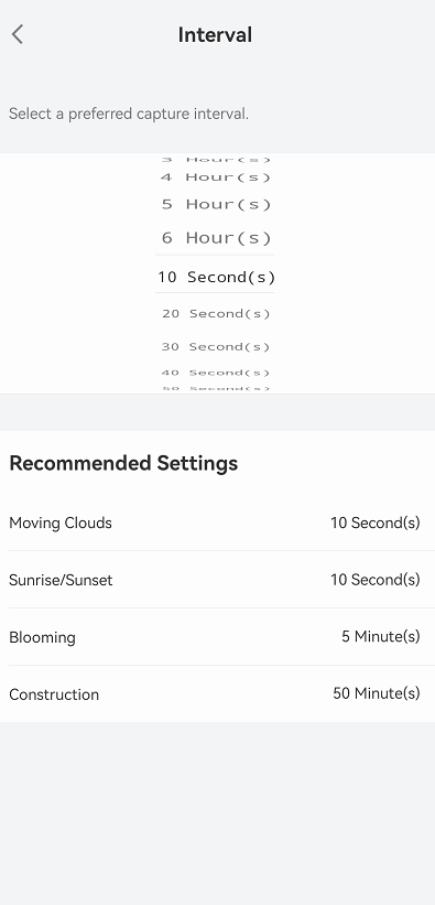 interval settings