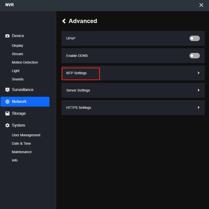 NTP Settings