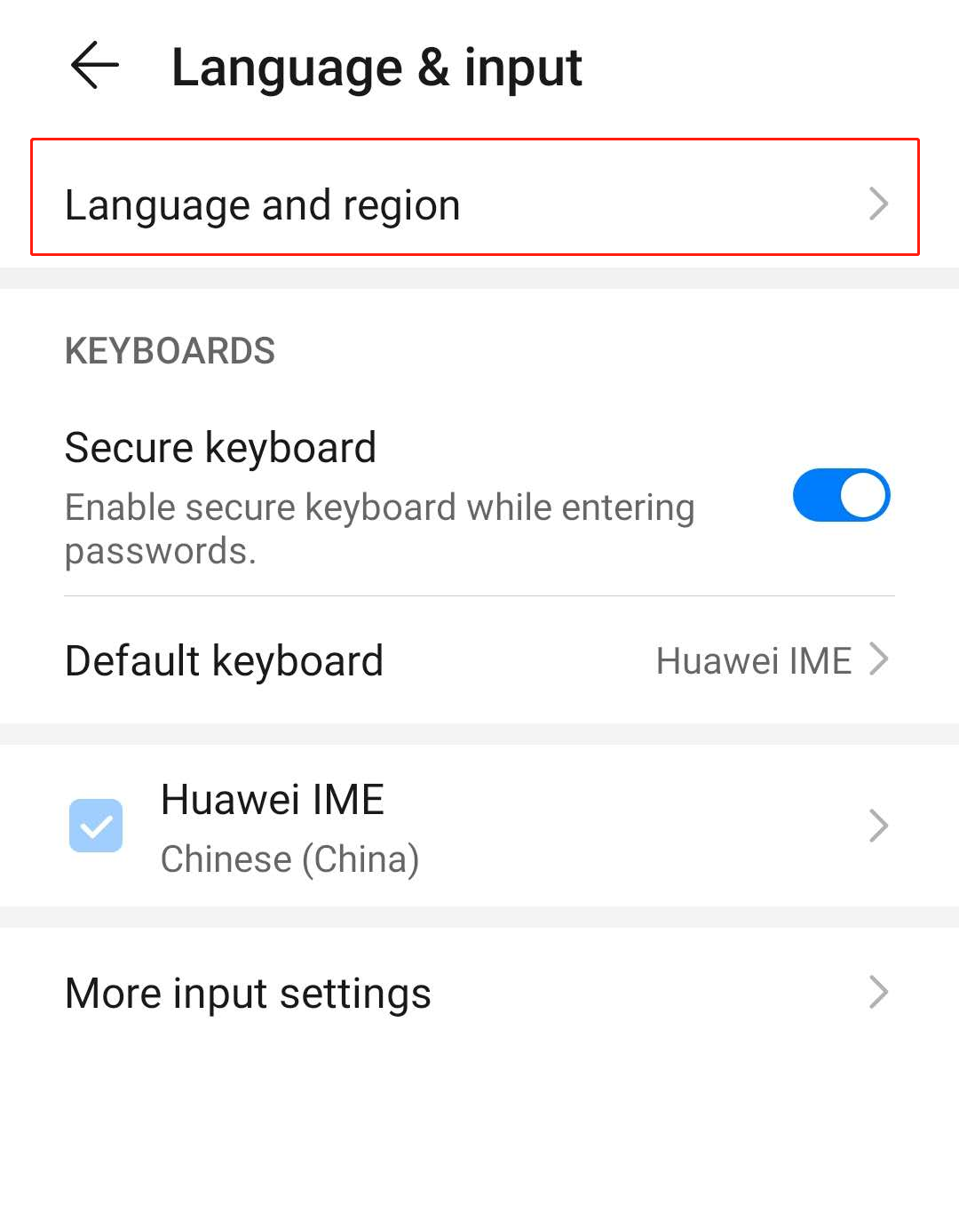 language and region