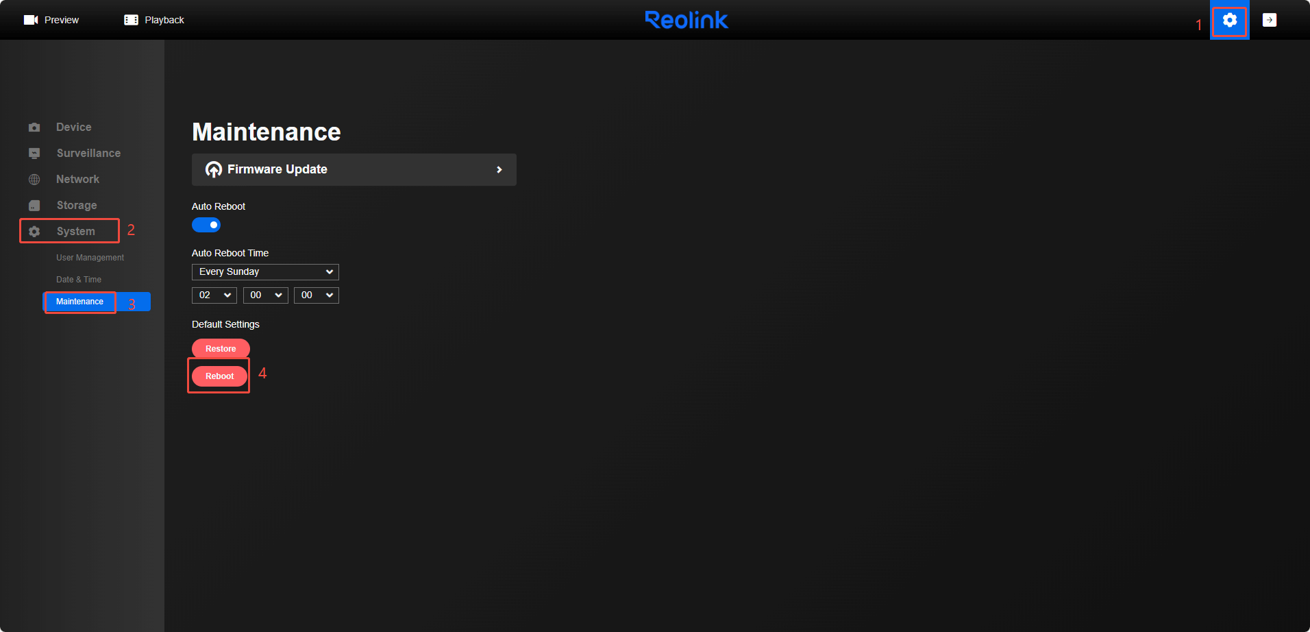 reboot device