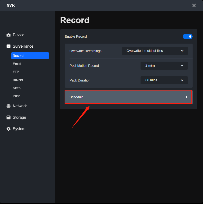 disable schedule