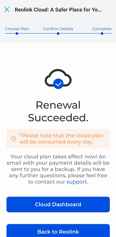 renewal succeeded