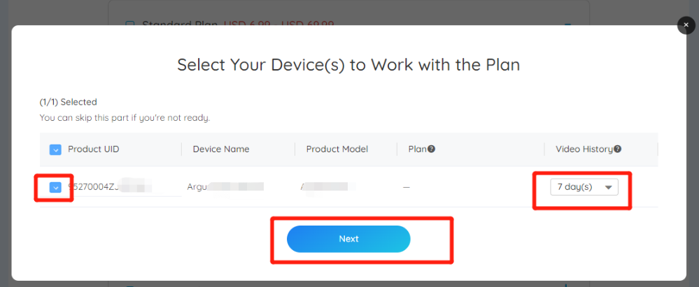 select a device