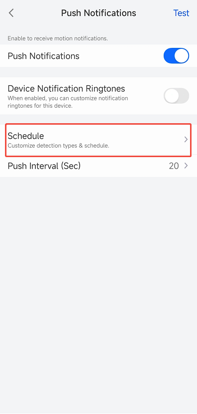 push schedule option