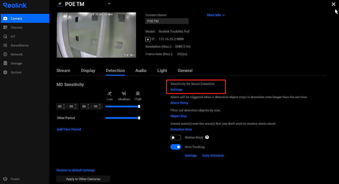 sensitivity for smart detection