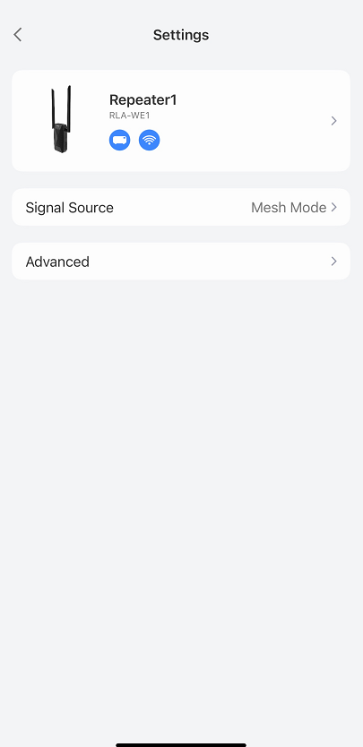 repeater settings page