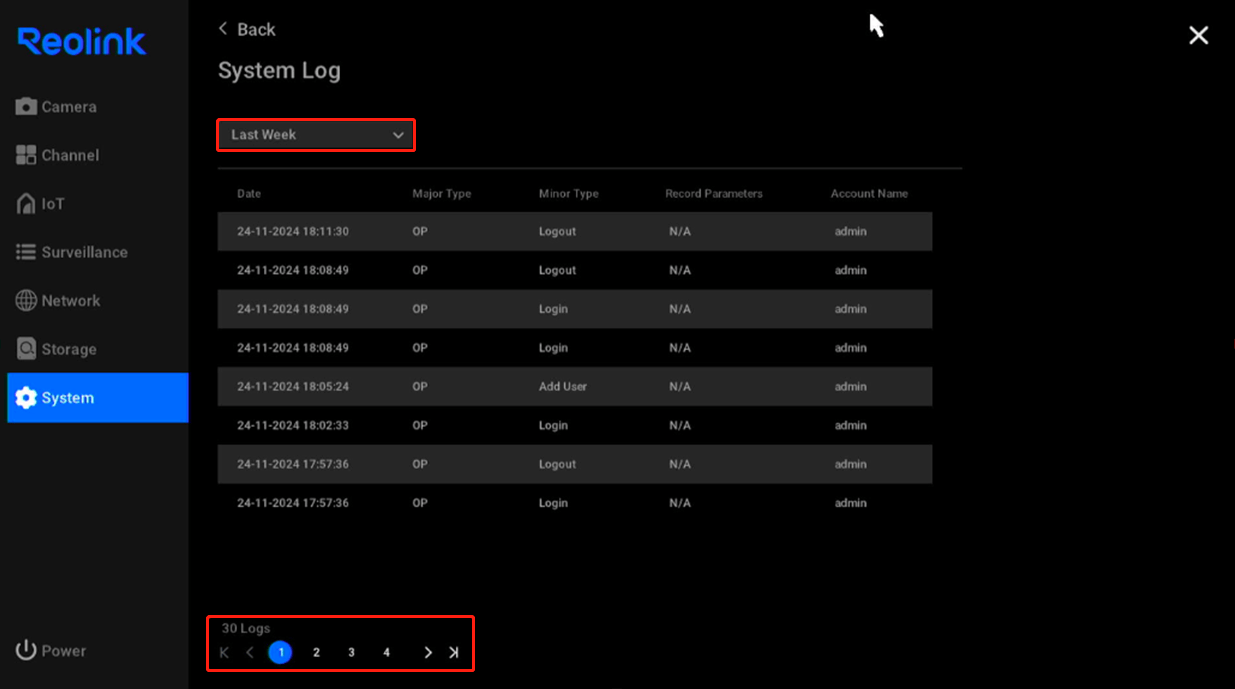 System log search
