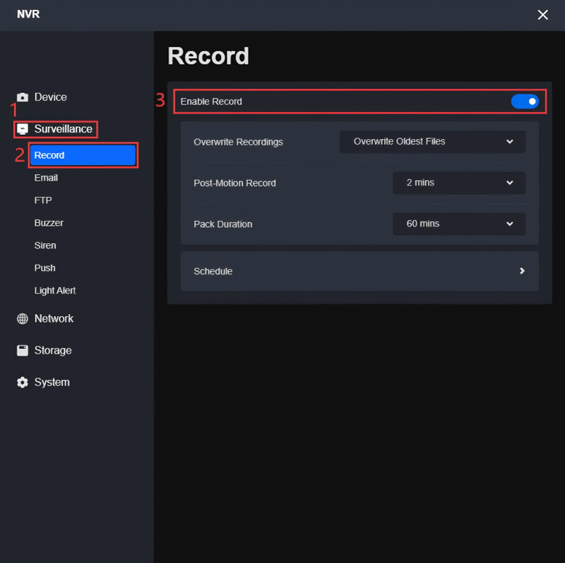 enable record