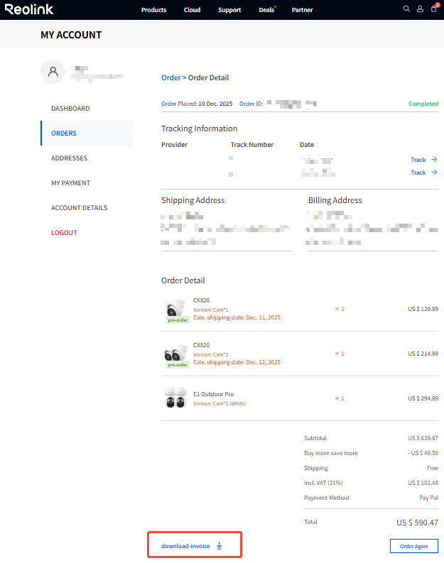 download invoice