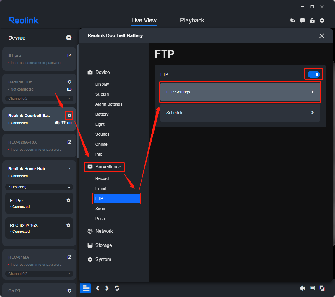 FTP setting