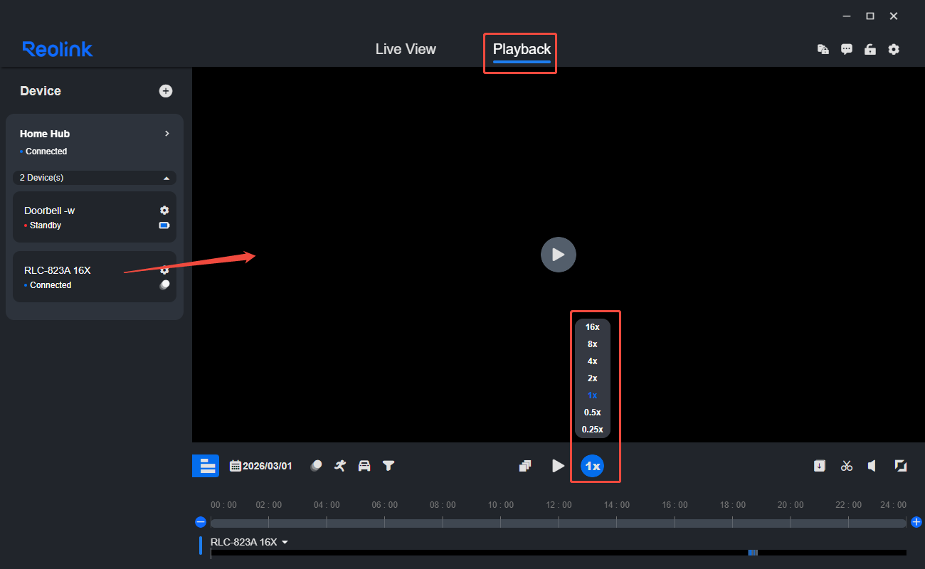 playback speed on client