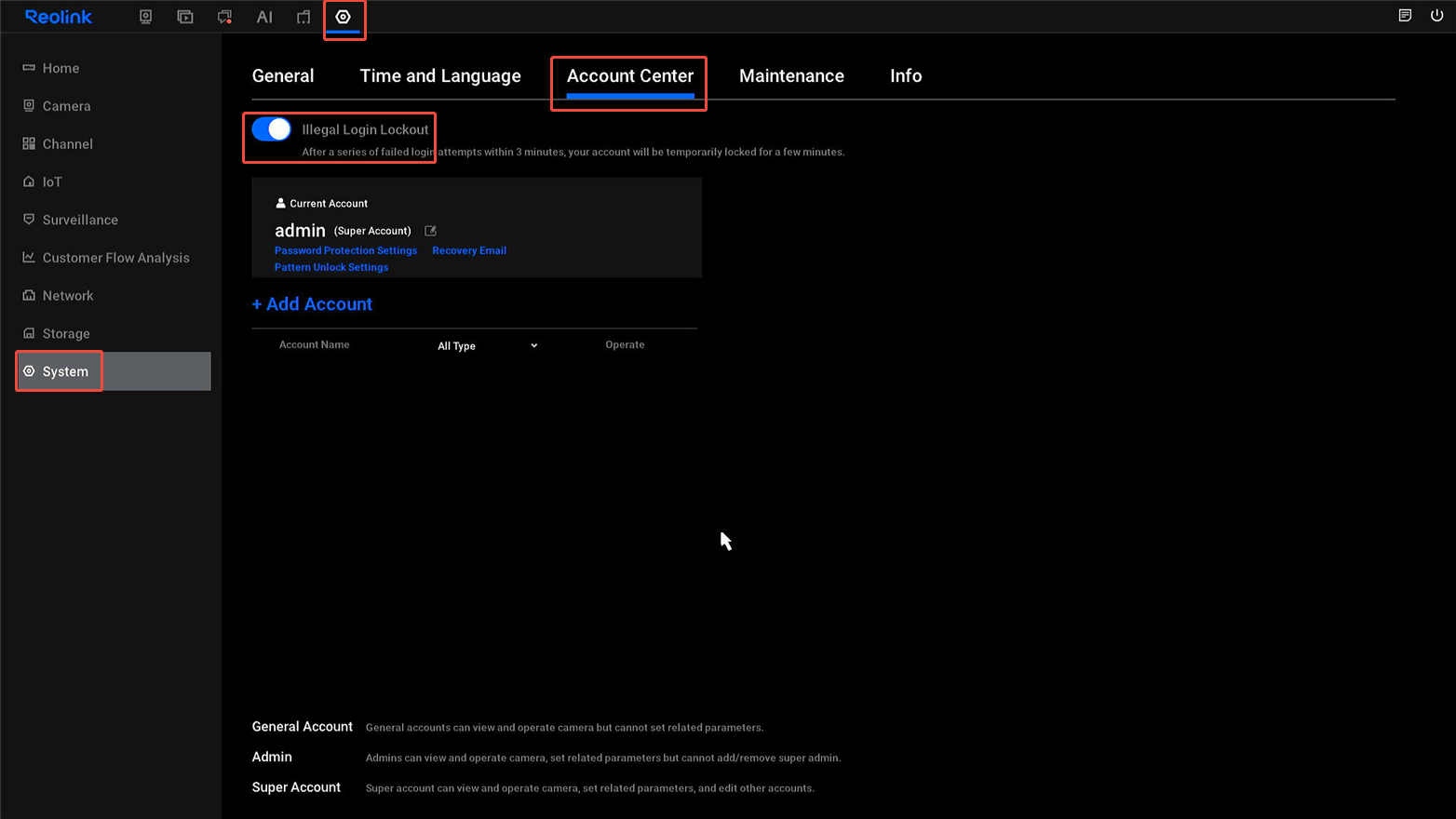 illegal login lockout on nvr