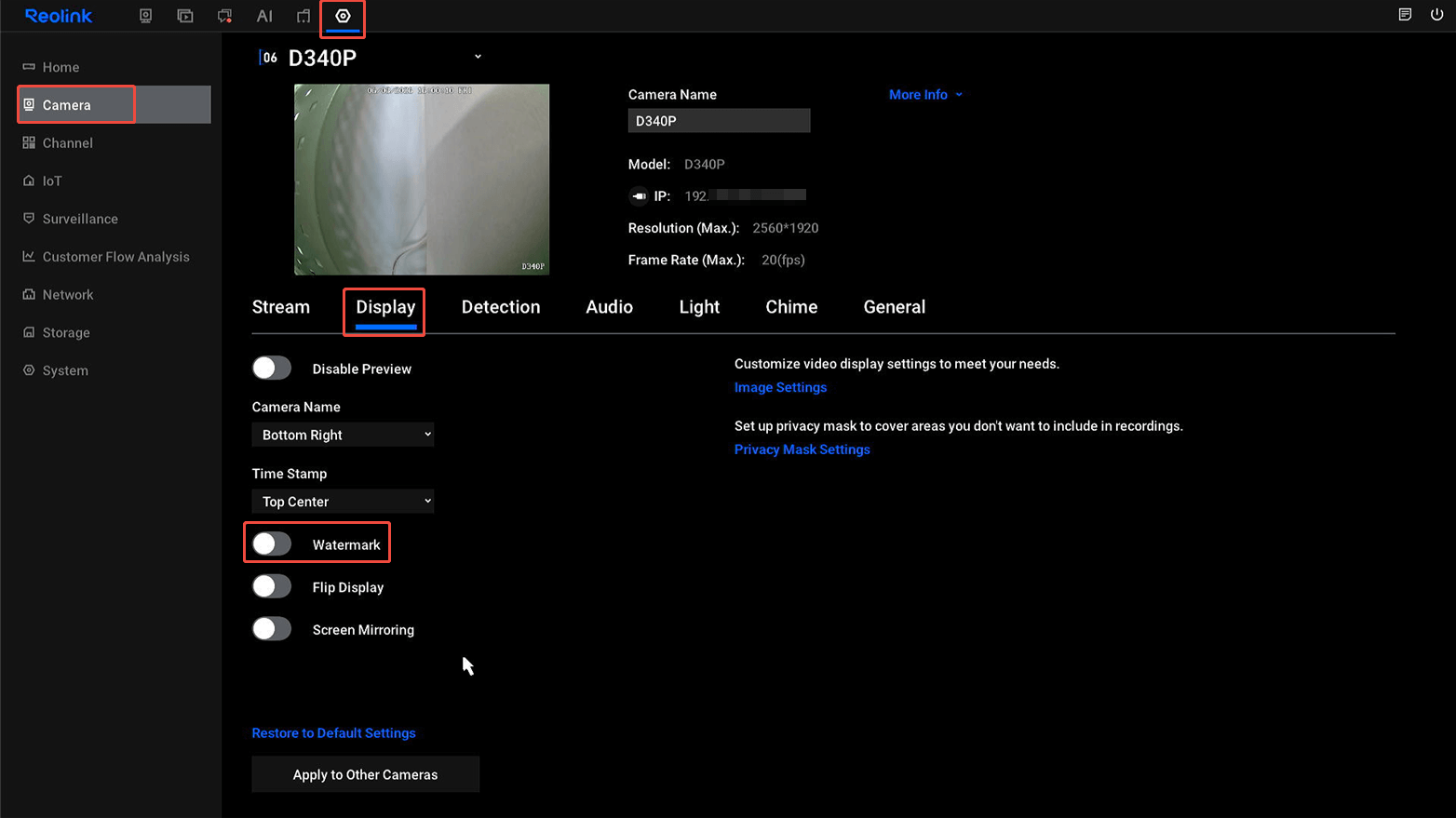 hide watermark on NVR