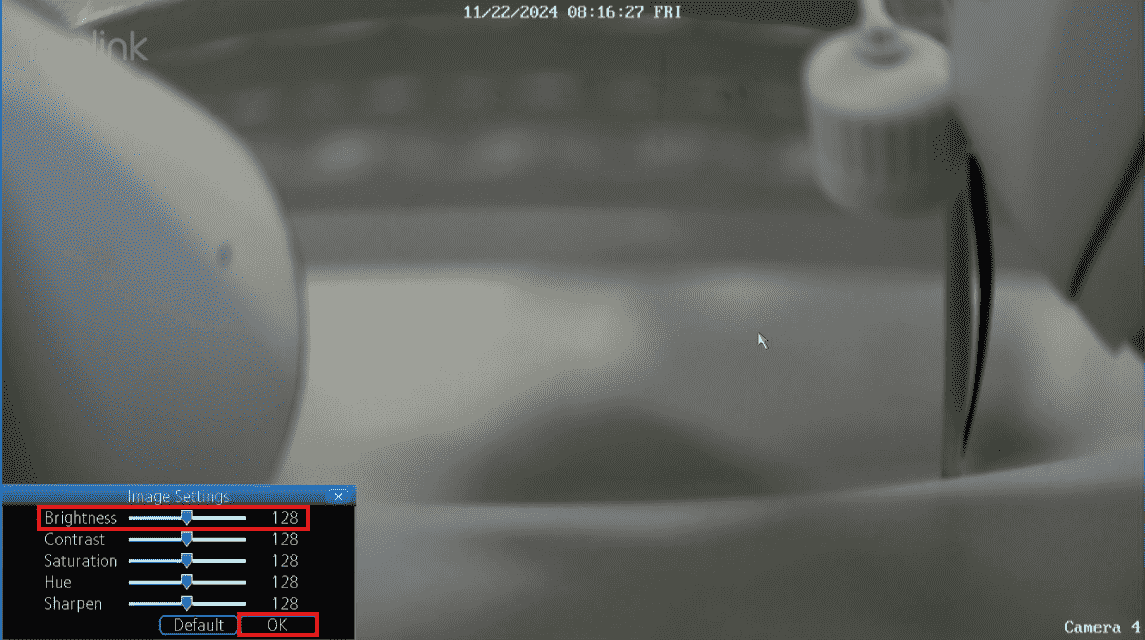 old NVR image settings brightness