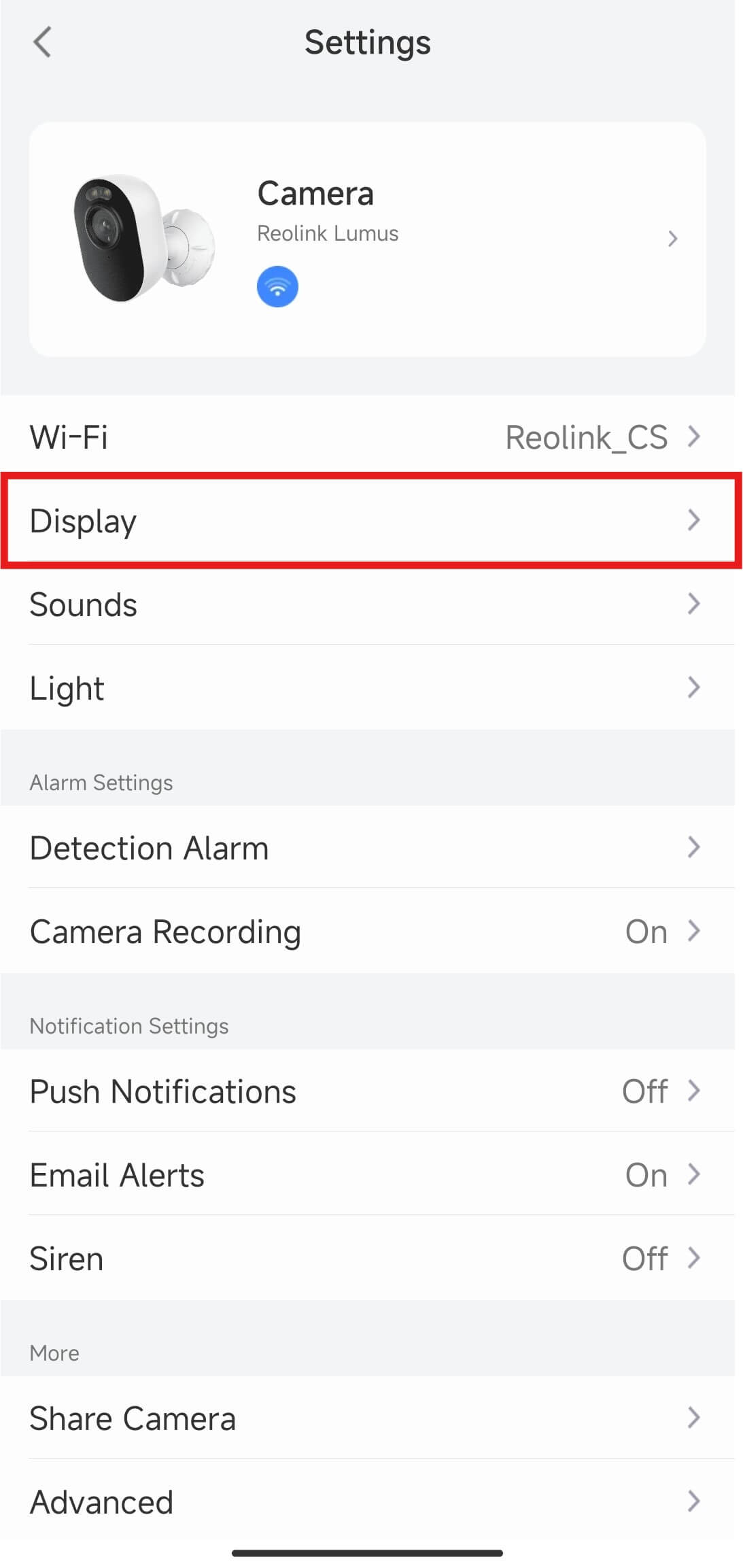 enter display settings