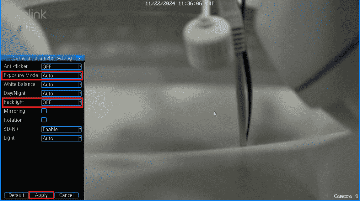 image parameter exposure and backlight