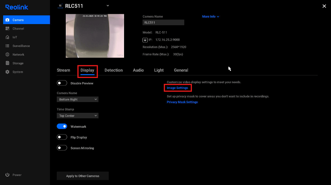 RLC image settings