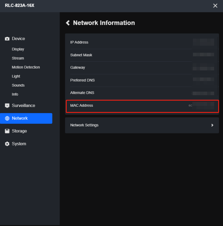 mac address on new client