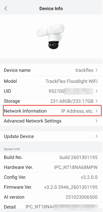 network info