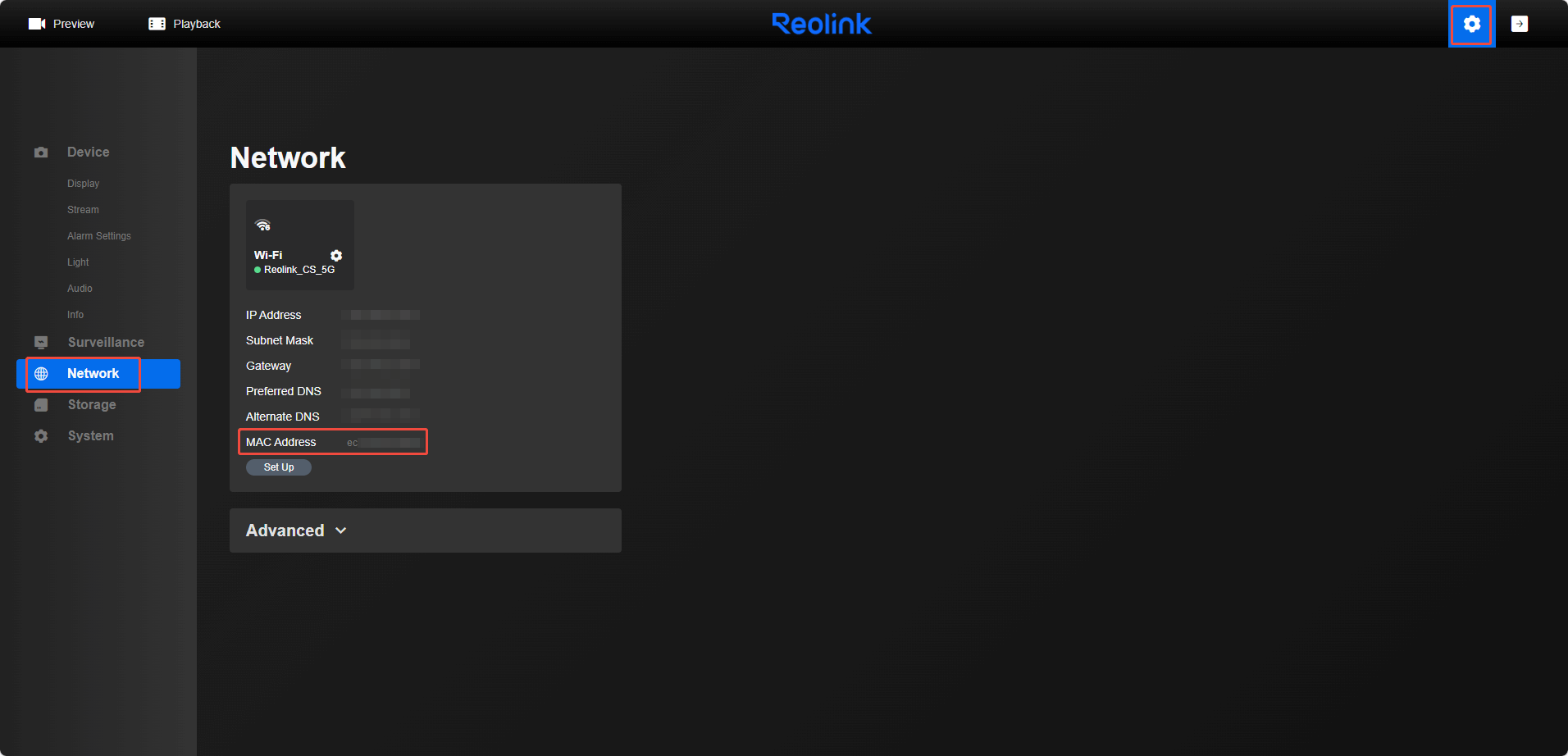 mac address on web