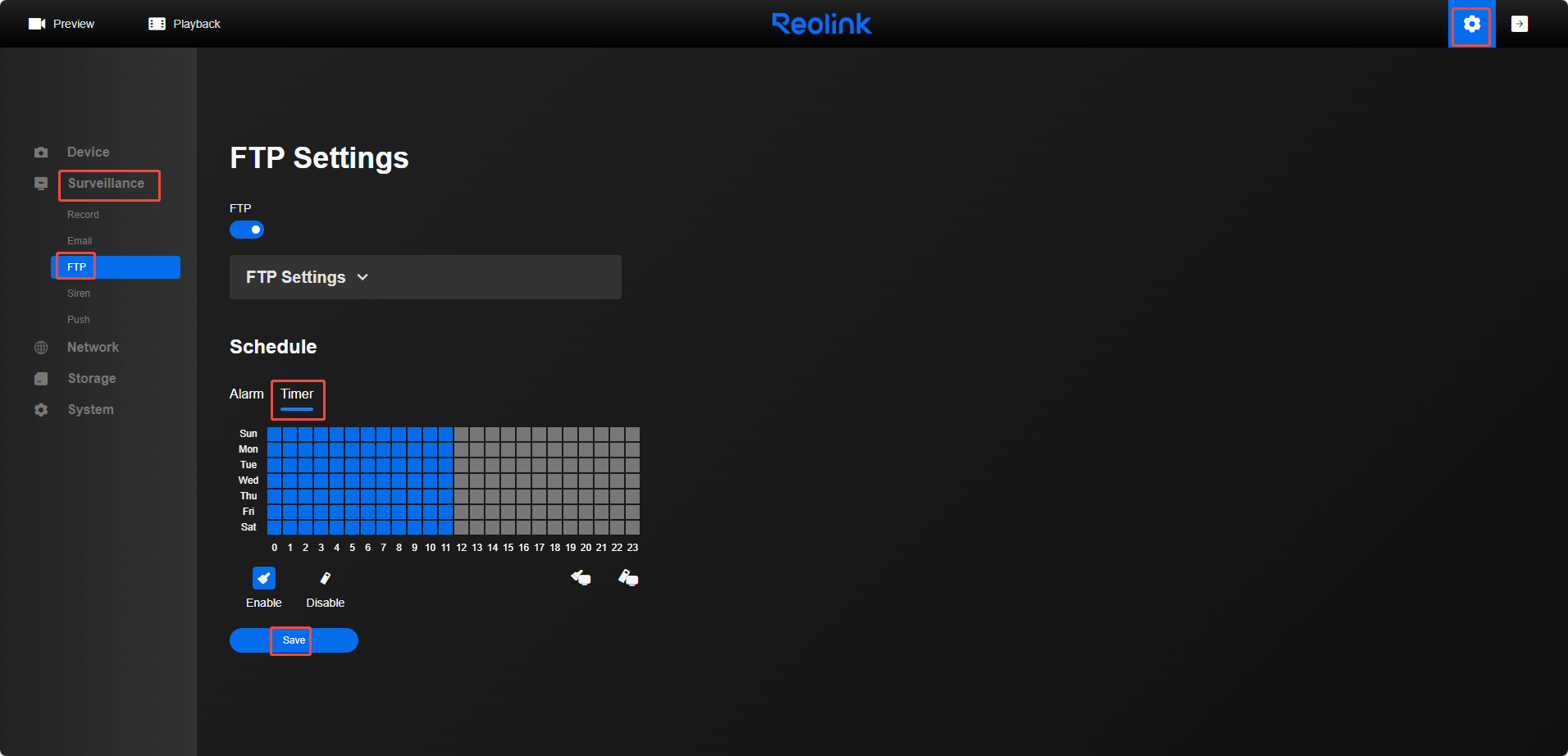 ftp timer on web