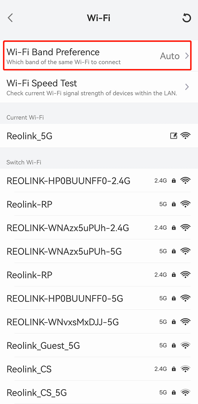 tap wifi band preference