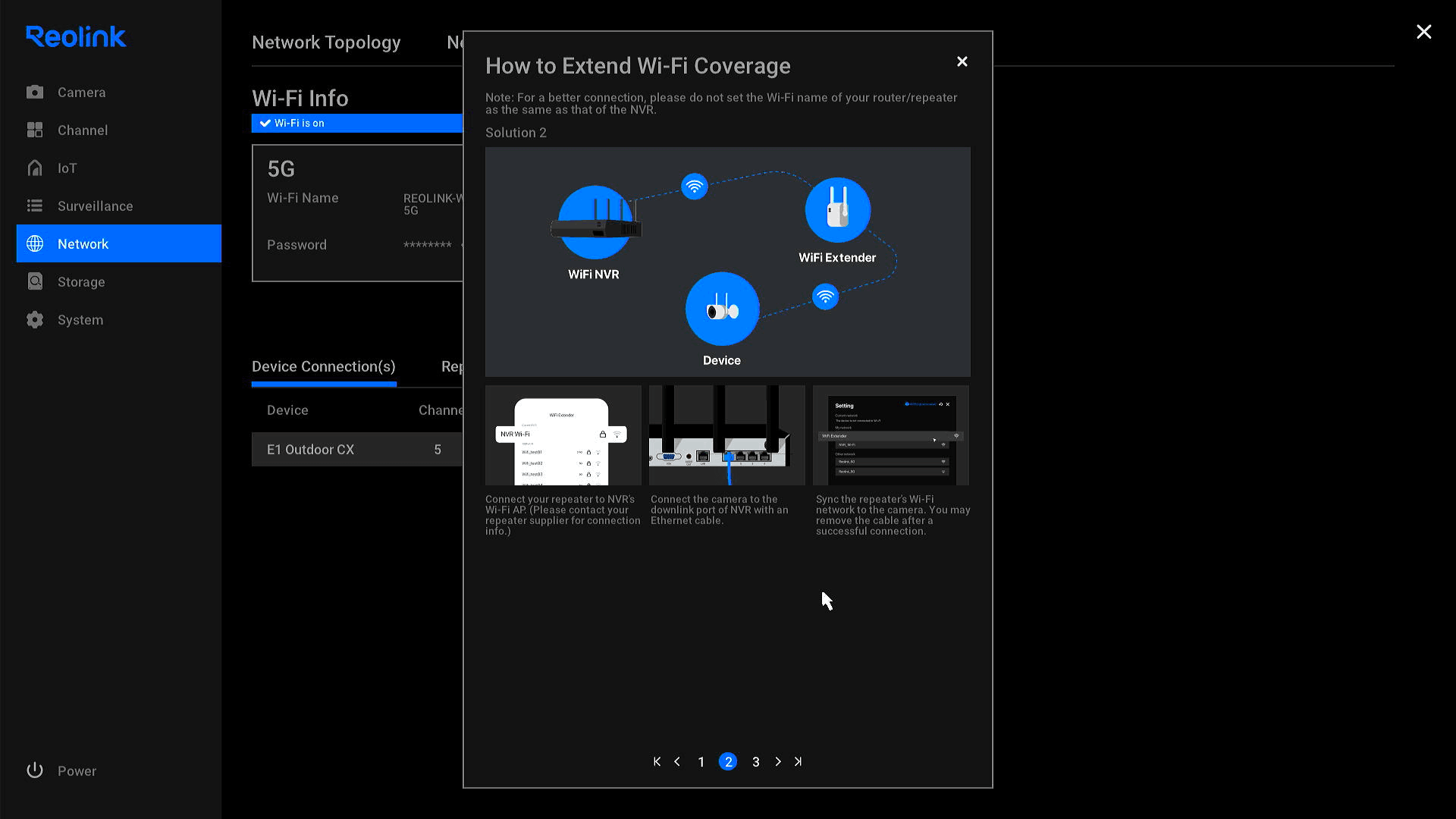 Connect the Wi-Fi extender to the Wi-Fi NVR