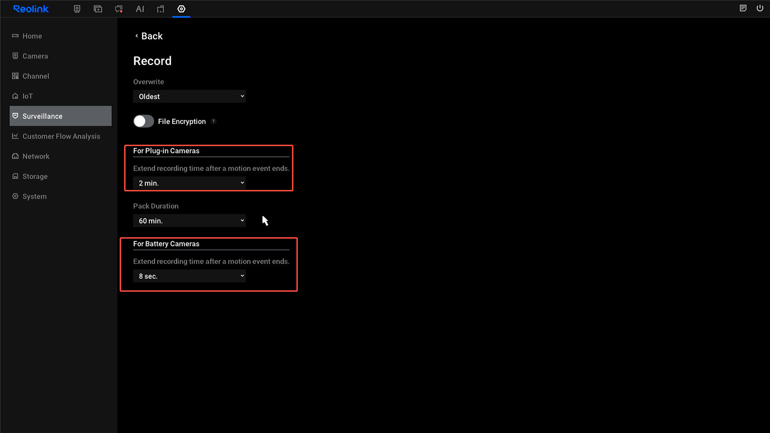 post motion record on nvr