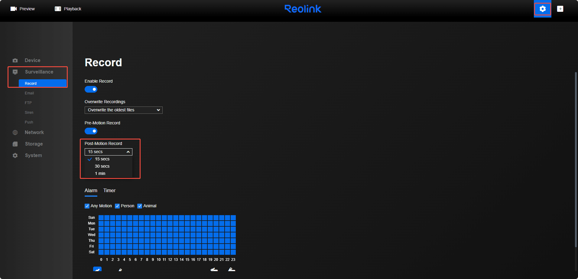 post motion record web