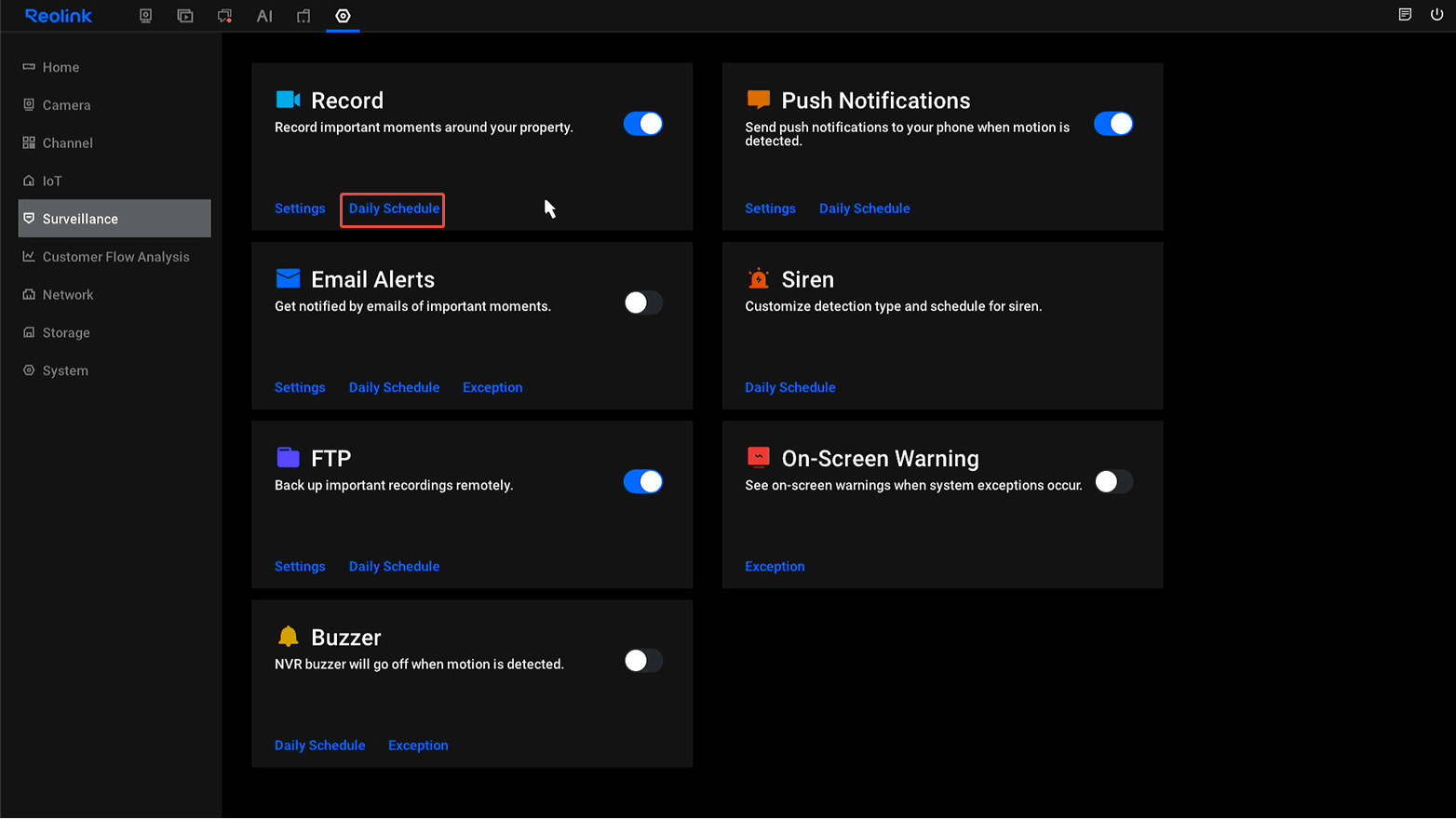record daily schedule
