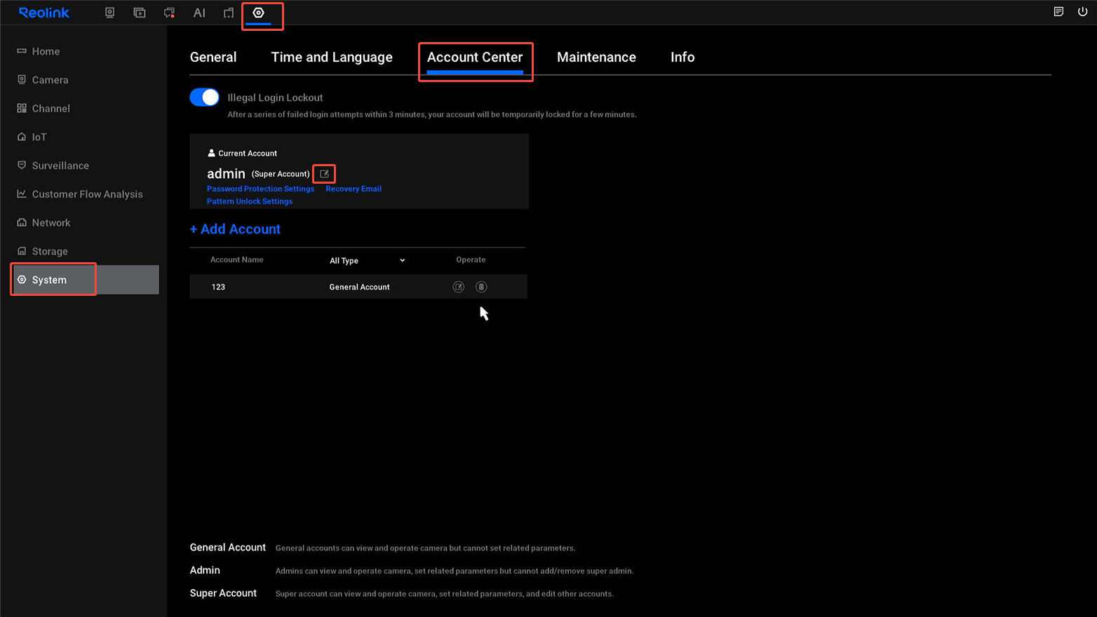 change admin password on nvr