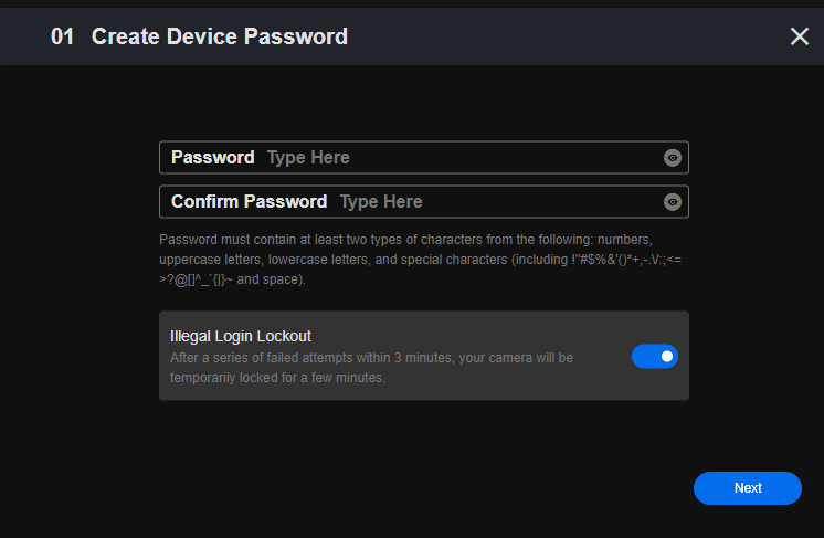 create a device password