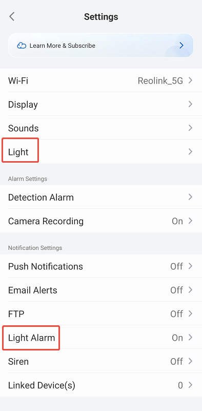 light and light alarm