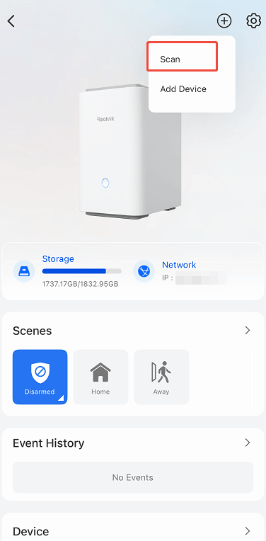 Scan UID to add camera