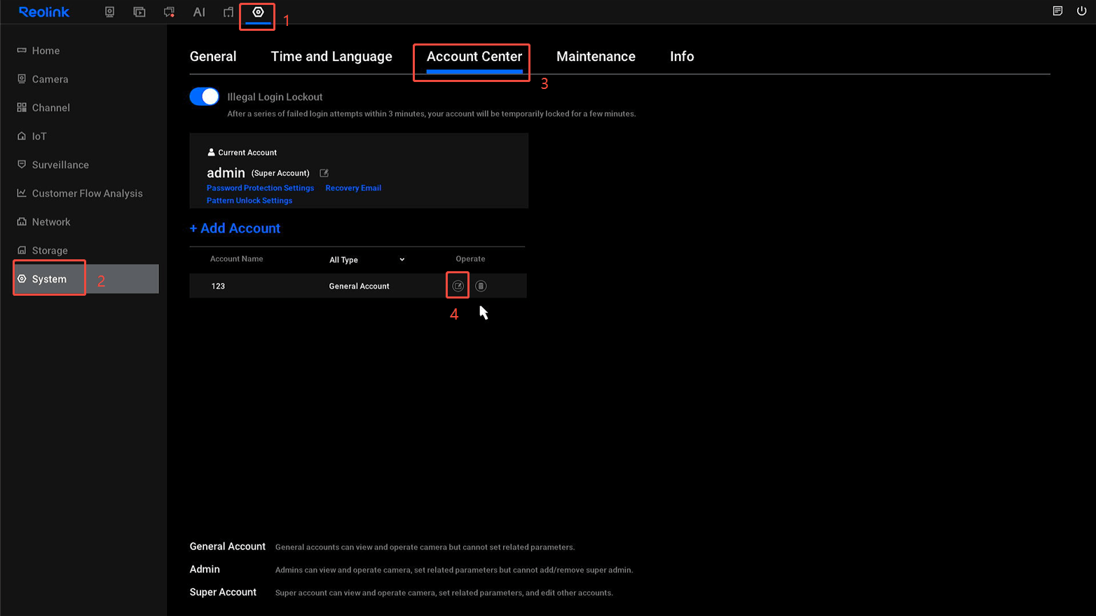change password nvr
