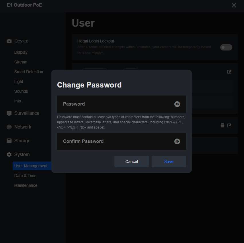 confirm password client