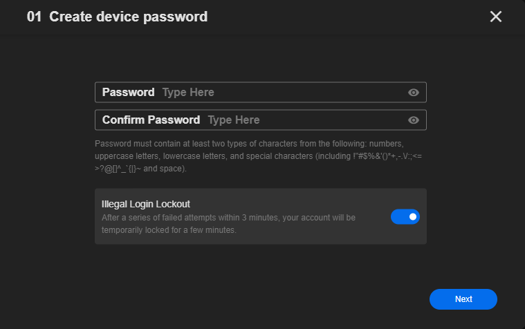 create device password new client