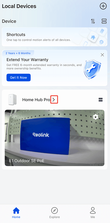 go to home hub settings app
