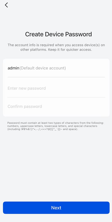 create new password