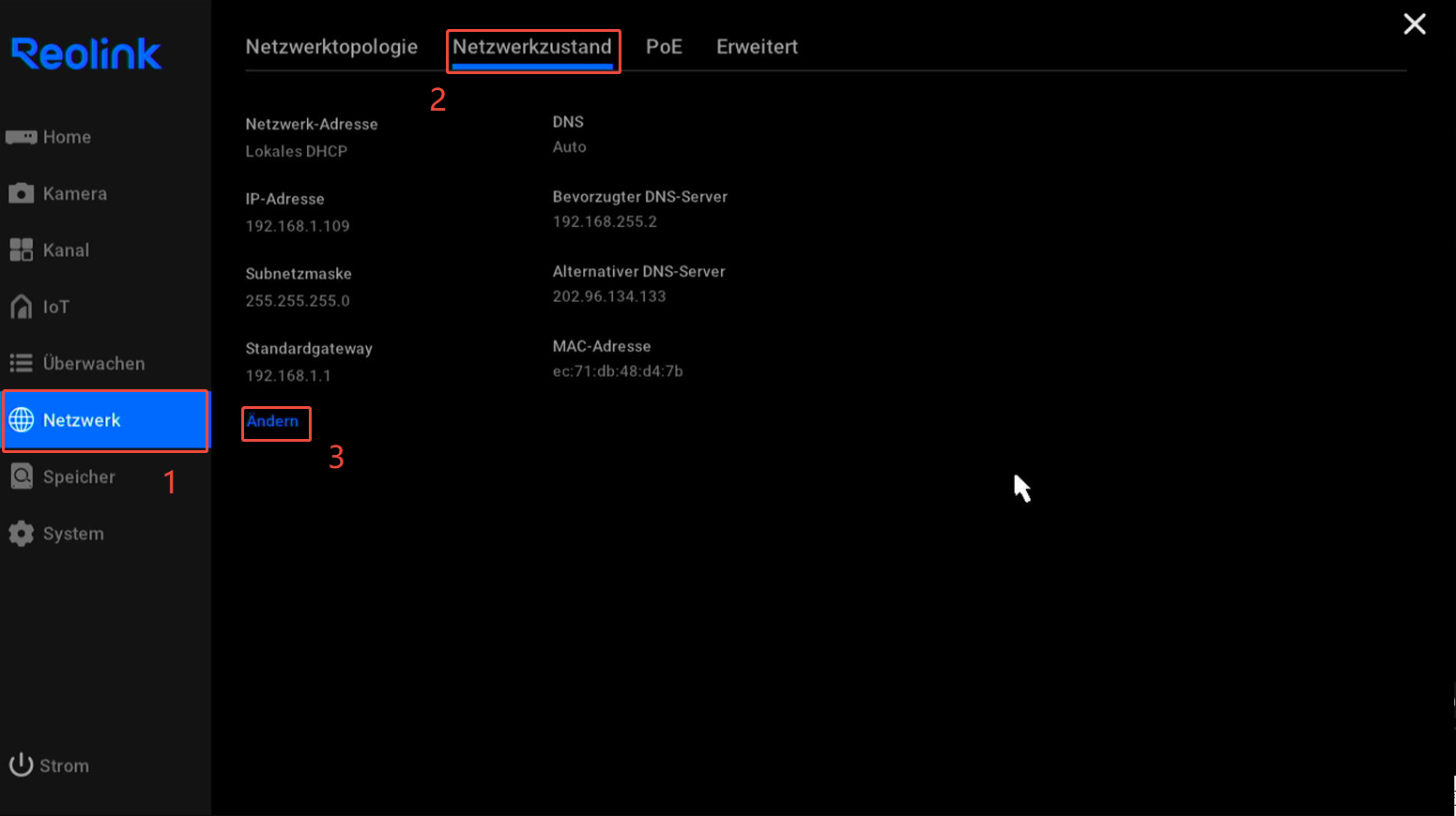 Network status modify